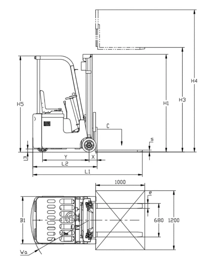 2D Three point Electric Forklift